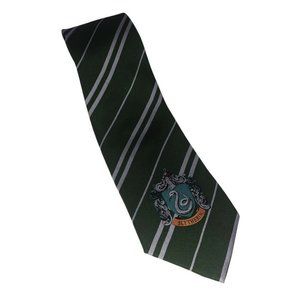 Harry Potter House of Slytherin School Warner Bros Official Silk Neck Tie EUC